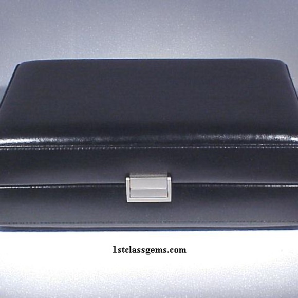 FINAL SALE PRICE Wolf Designs Black Leather 8 Pc. Watch Box w/Grey Interior - Picture 1 of 5